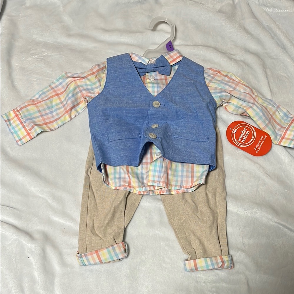 Wonder Nation Blue and Tan Matching Set with Tie